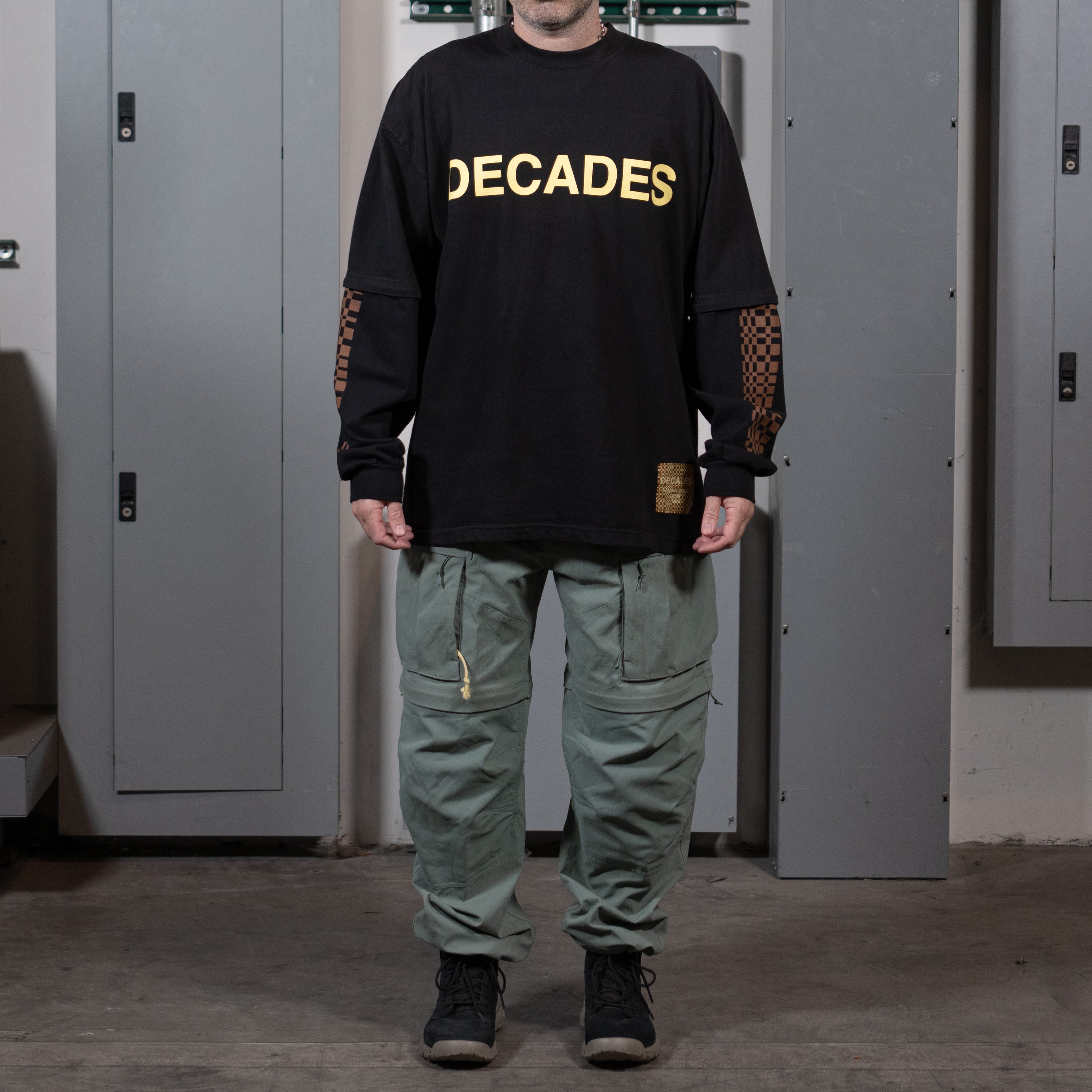DECADES by Research Drive Long Sleeve Garment Dye Mockneck T-Shirt