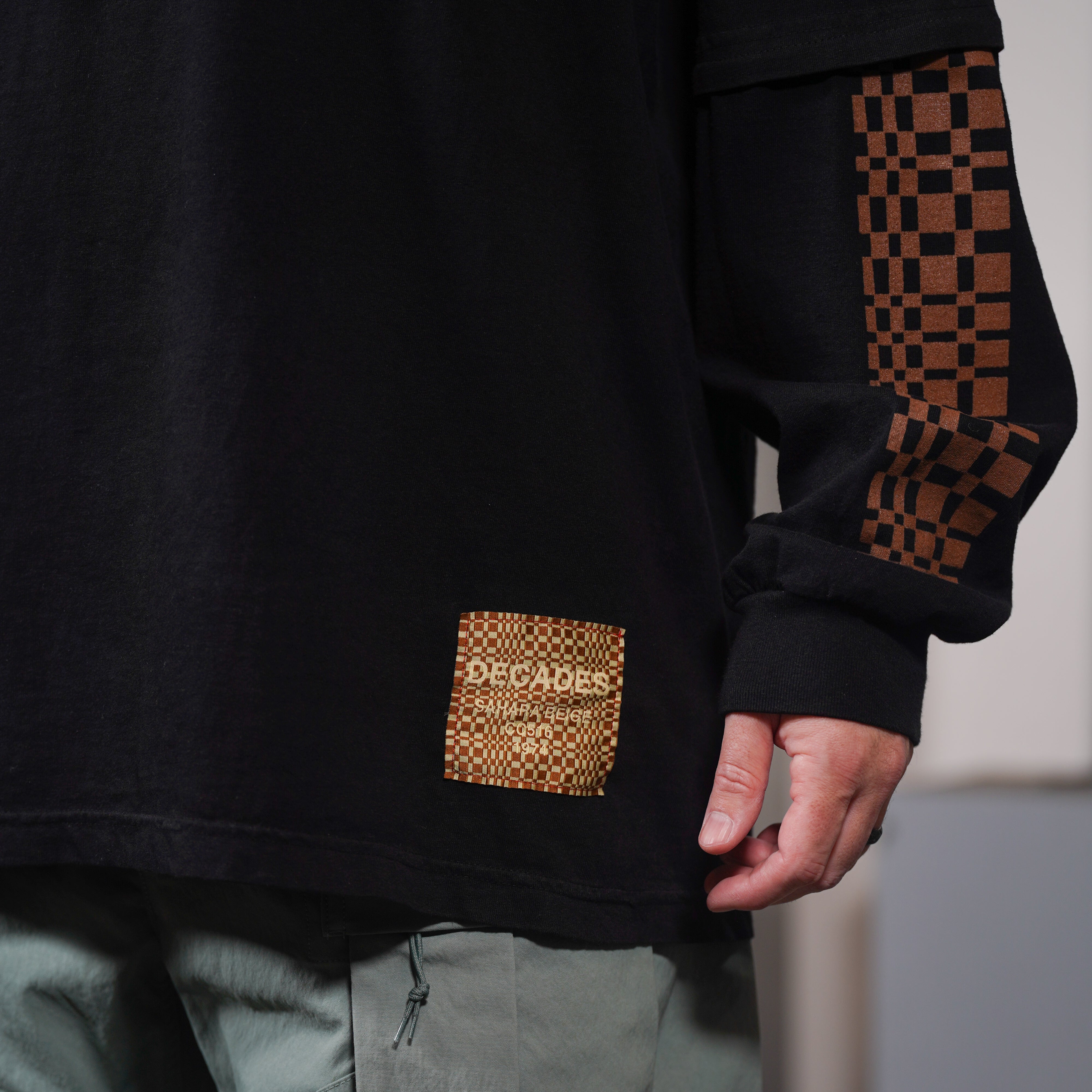 DECADES by Research Drive Long Sleeve Garment Dye Mockneck T-Shirt