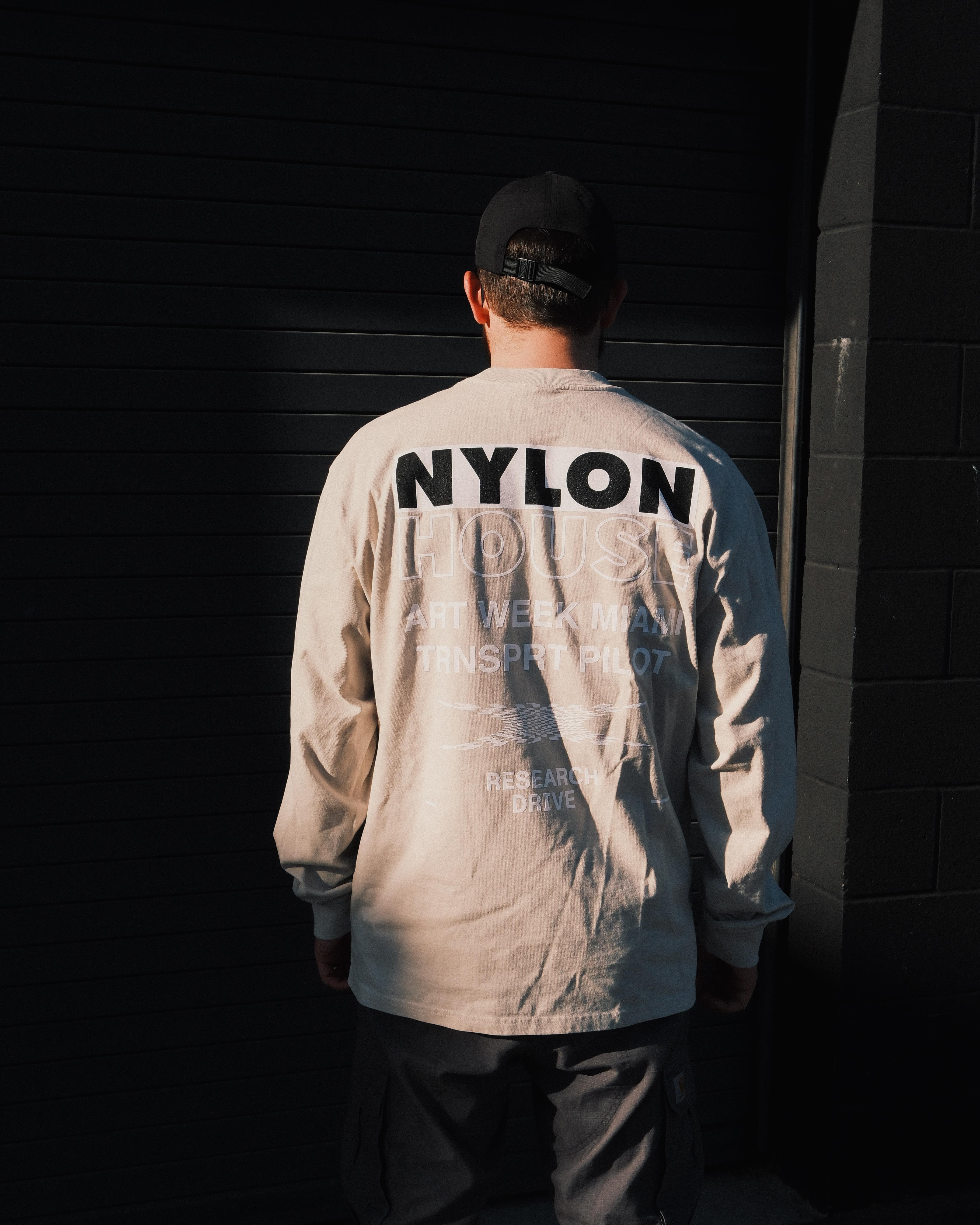 NYLON HOUSE Long Sleeve Tee, Bone